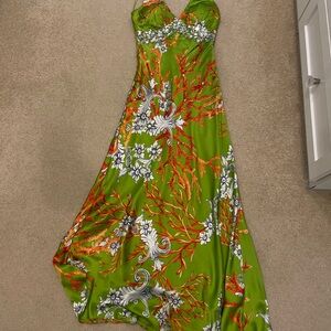 Elegant Green Floral Dress